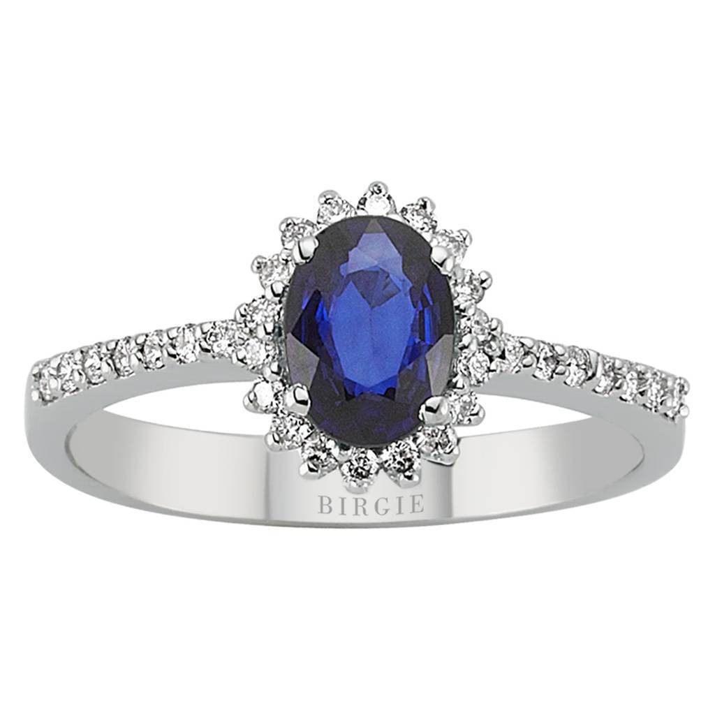 Diamond and Oval Sapphire Stone Ring