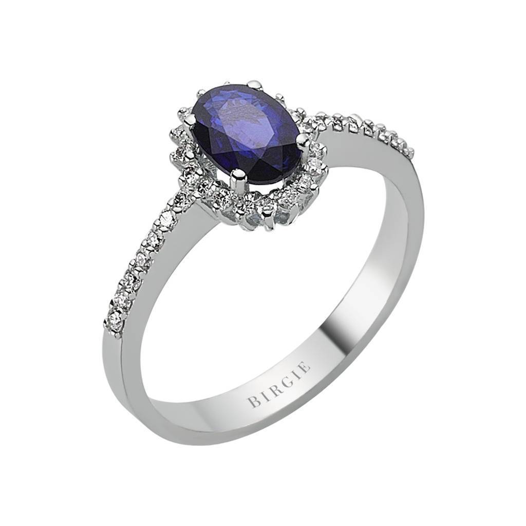 Diamond and Oval Sapphire Stone Ring