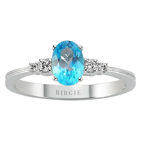 Diamond and Oval Blue Topaz Stone Ring