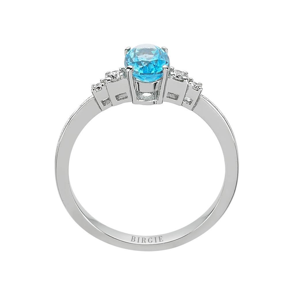 Diamond and Oval Blue Topaz Stone Ring