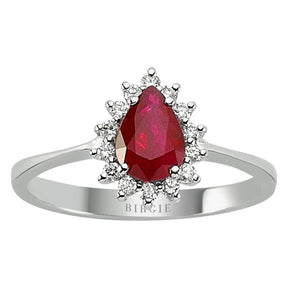 Diamond and Drop Ruby Stone Ring