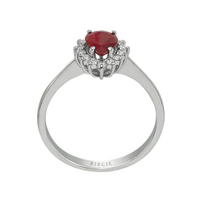 Diamond and Drop Ruby Stone Ring