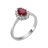 Diamond and Drop Ruby Stone Ring