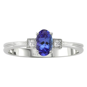 Diamond and Oval Cut Tanzanite Ring