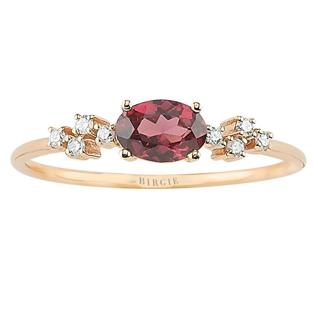 Oval Cut Pink Rhodolite and Diamond Ring