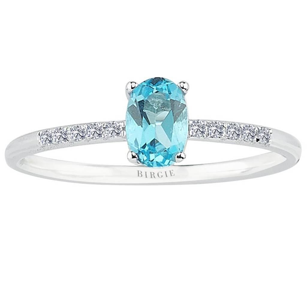 Oval Cut Blue Topaz Diamond Ring