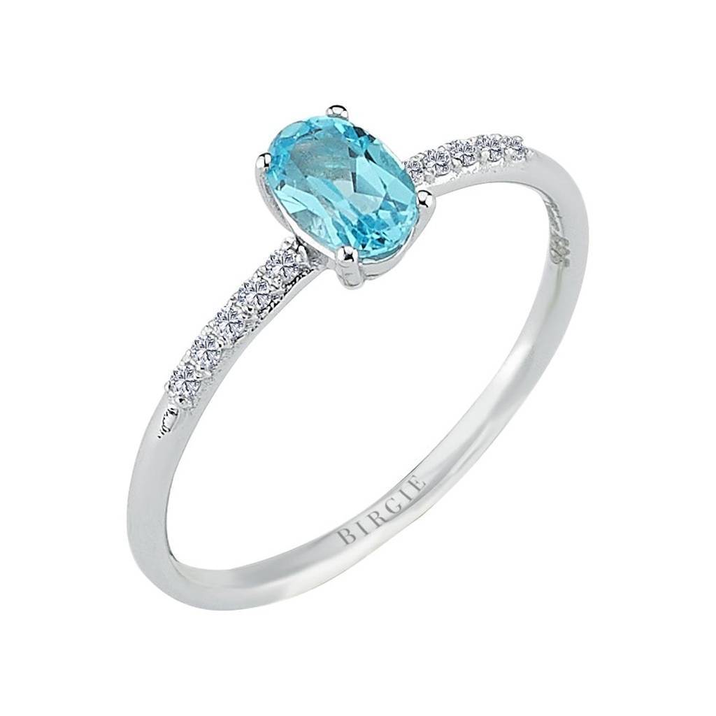 Oval Cut Blue Topaz Diamond Ring