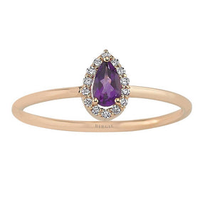 Round Cut Amethyst and Diamond Ring