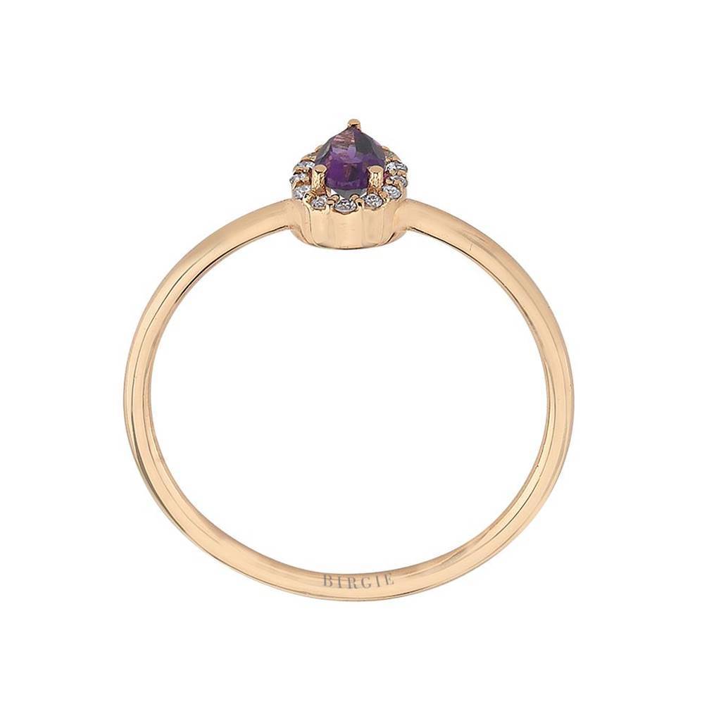 Round Cut Amethyst and Diamond Ring