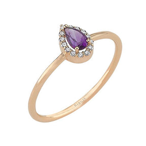 Round Cut Amethyst and Diamond Ring