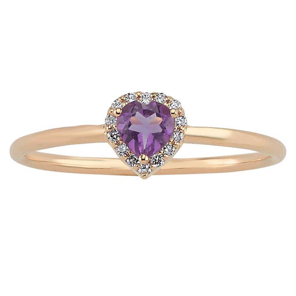 Heart Cut Amethyst and Diamond Ring