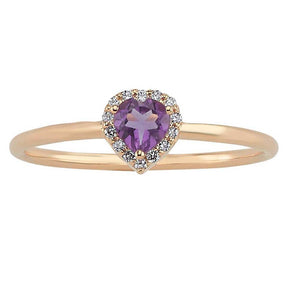 Heart Cut Amethyst and Diamond Ring