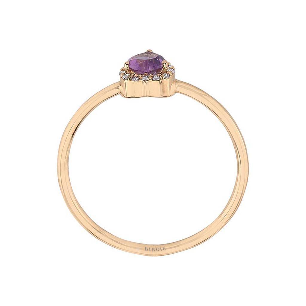 Heart Cut Amethyst and Diamond Ring