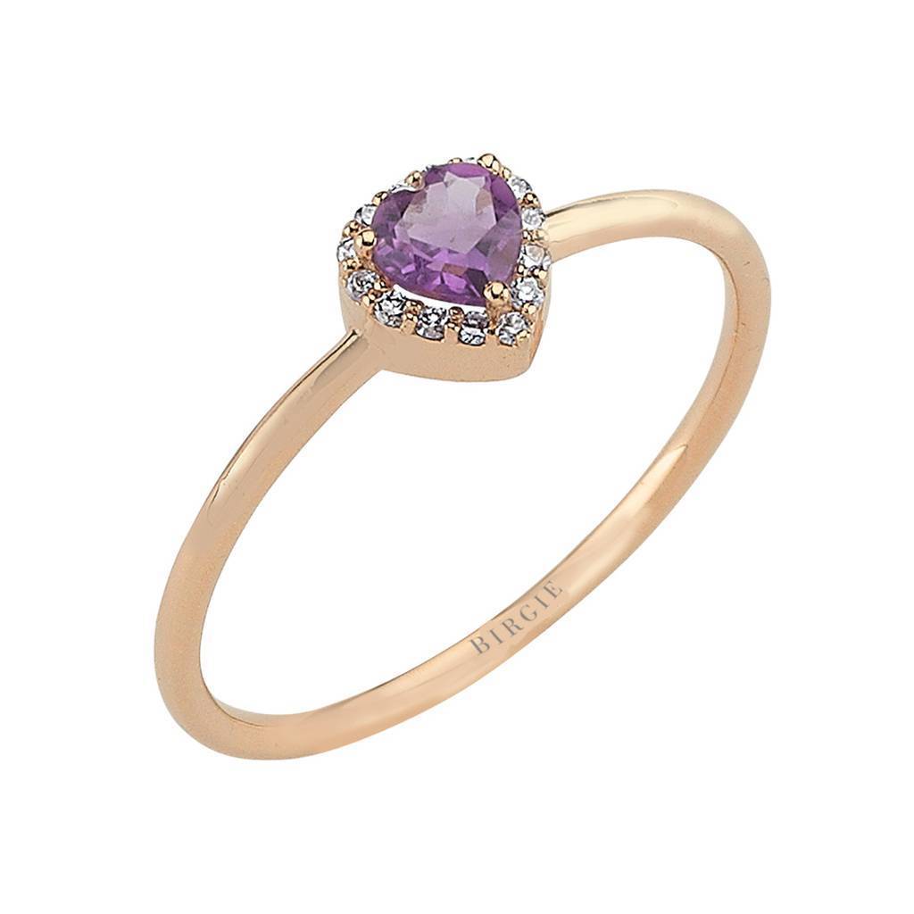 Heart Cut Amethyst and Diamond Ring