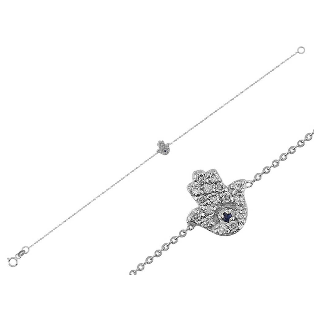 Bracelet Hamsa de Main Diamant et Saphir