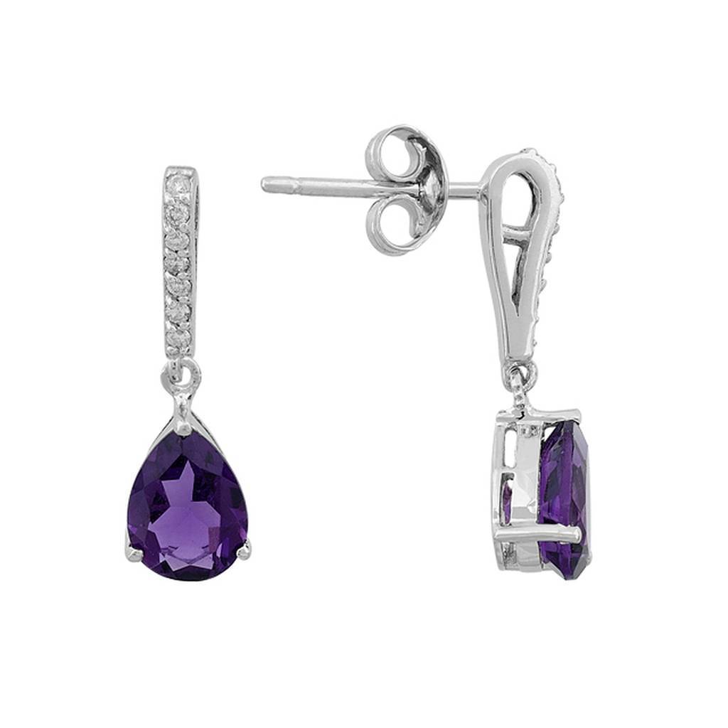 Diamant und Tropfen Amethyst Ohrhänger