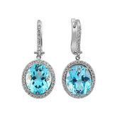 Diamany und Oval Blauer Topas Ohrhänger