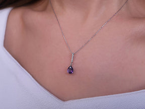 Diamant und Tropfen Amethyst Halskette