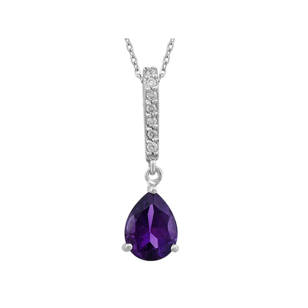 Diamant und Tropfen Amethyst Halskette