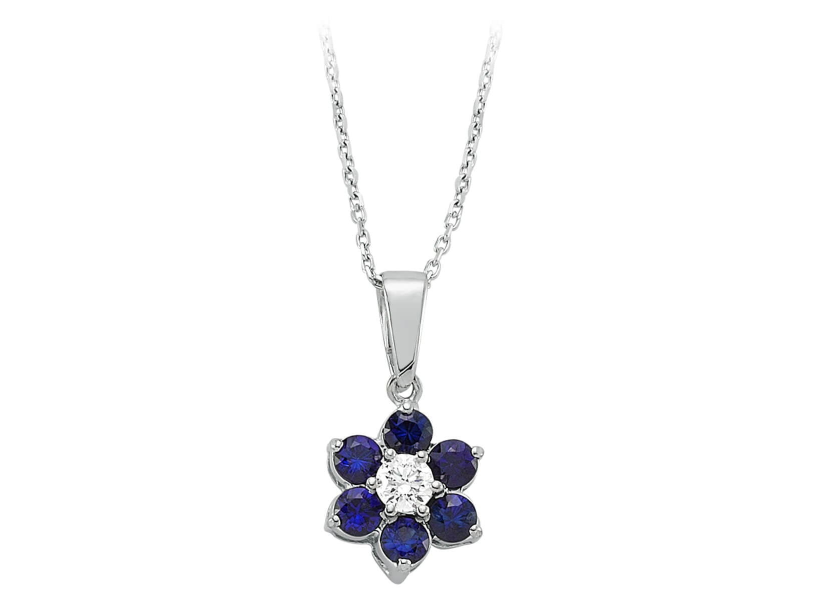 Collier marguerite diamants et saphirs