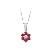 Collier marguerite diamant et rubis