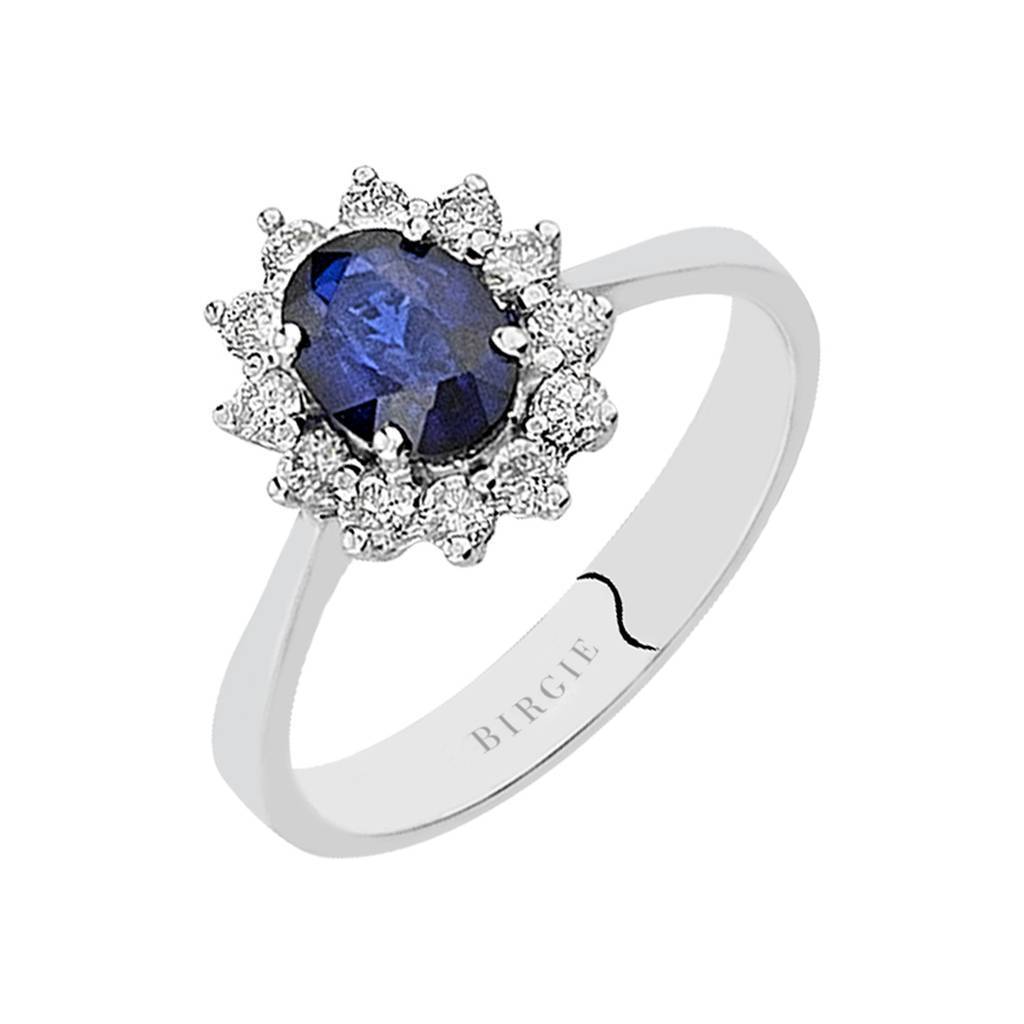 Diamond and Oval Sapphire Stone Ring