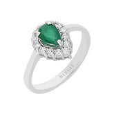 Round Cut Emerald and Diamond Ring