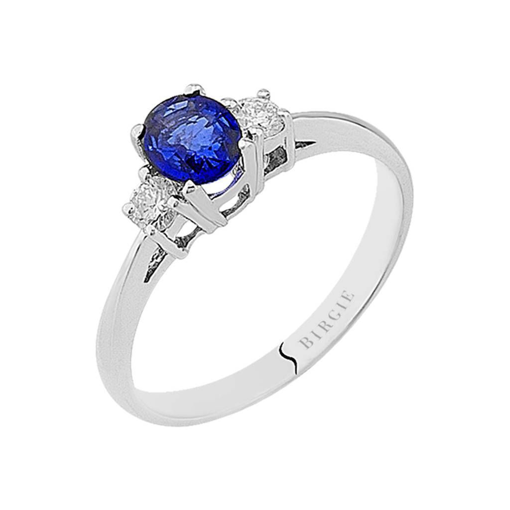 Diamond and Oval Sapphire Stone Ring