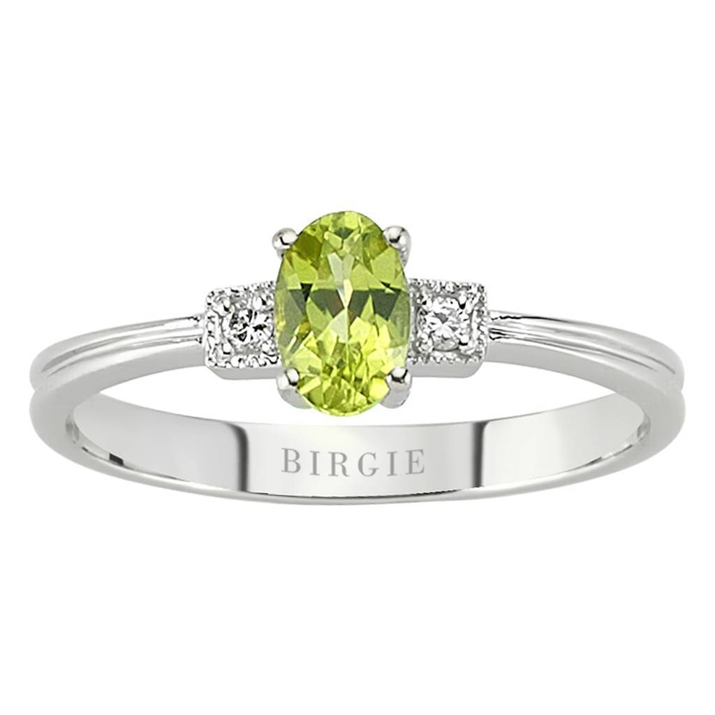 Diamond and Oval Peridot Stone Ring