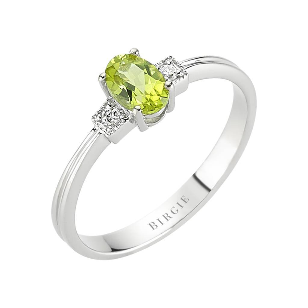 Diamond and Oval Peridot Stone Ring