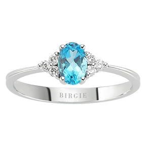 Diamond and Oval Blue Topaz Stone Ring