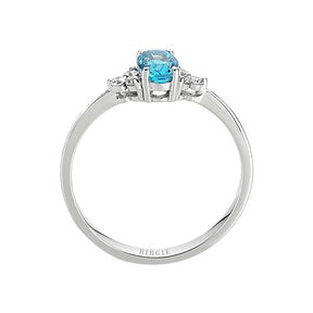 Diamond and Oval Blue Topaz Stone Ring