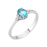 Diamond and Oval Blue Topaz Stone Ring