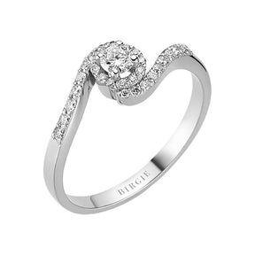 Total 0.32 Carat Diamond Halo Engagement Ring