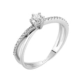 Total 0.36 Carat Diamond Halo Engagement Ring