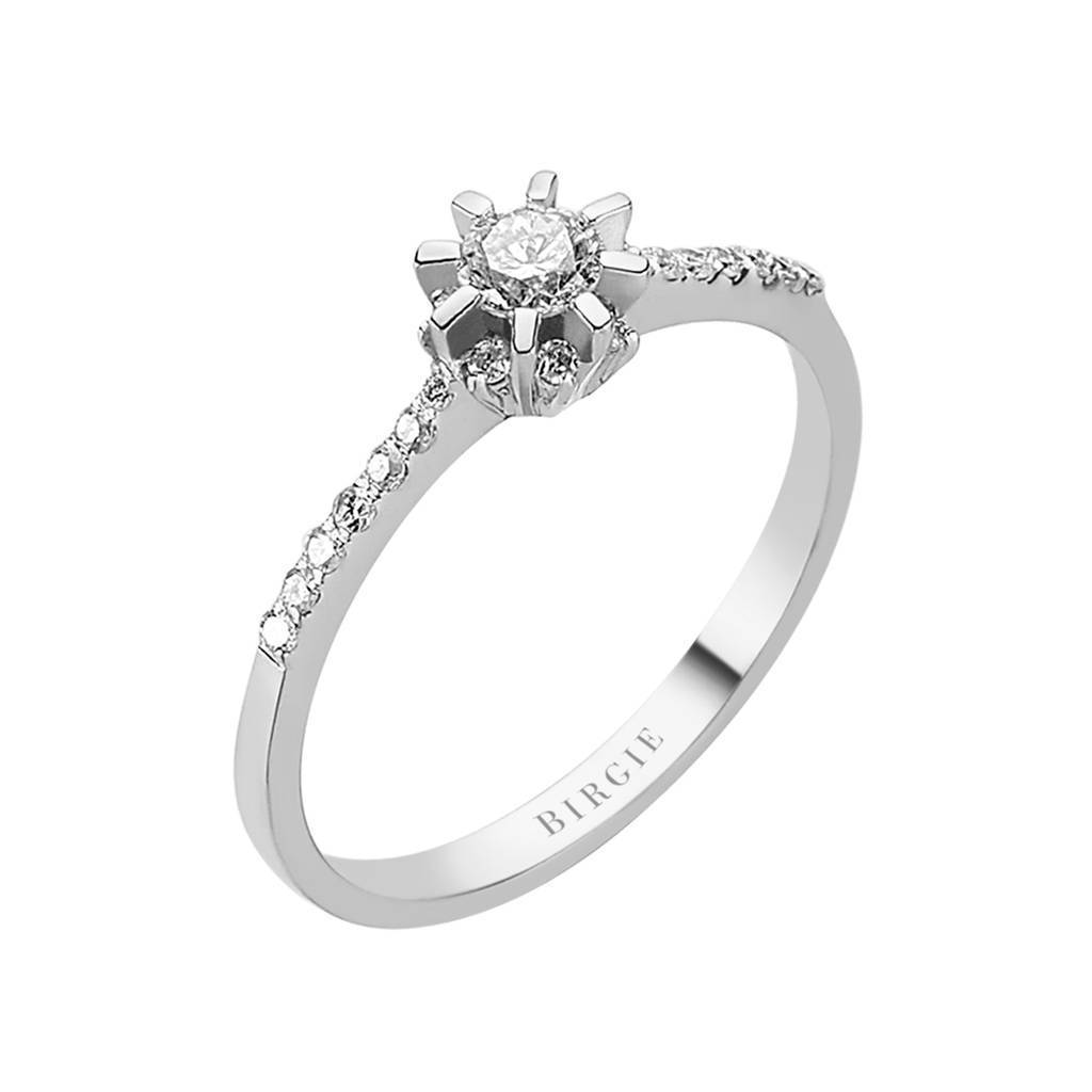 Total 0.34 Carat Diamond Halo Engagement Ring