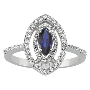 Diamond and Marquise Cut Sapphire Stone Ring