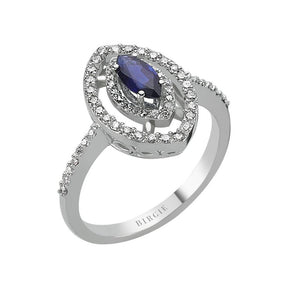 Diamond and Marquise Cut Sapphire Stone Ring