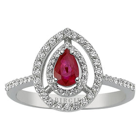 Drop Ruby and Diamond Ring