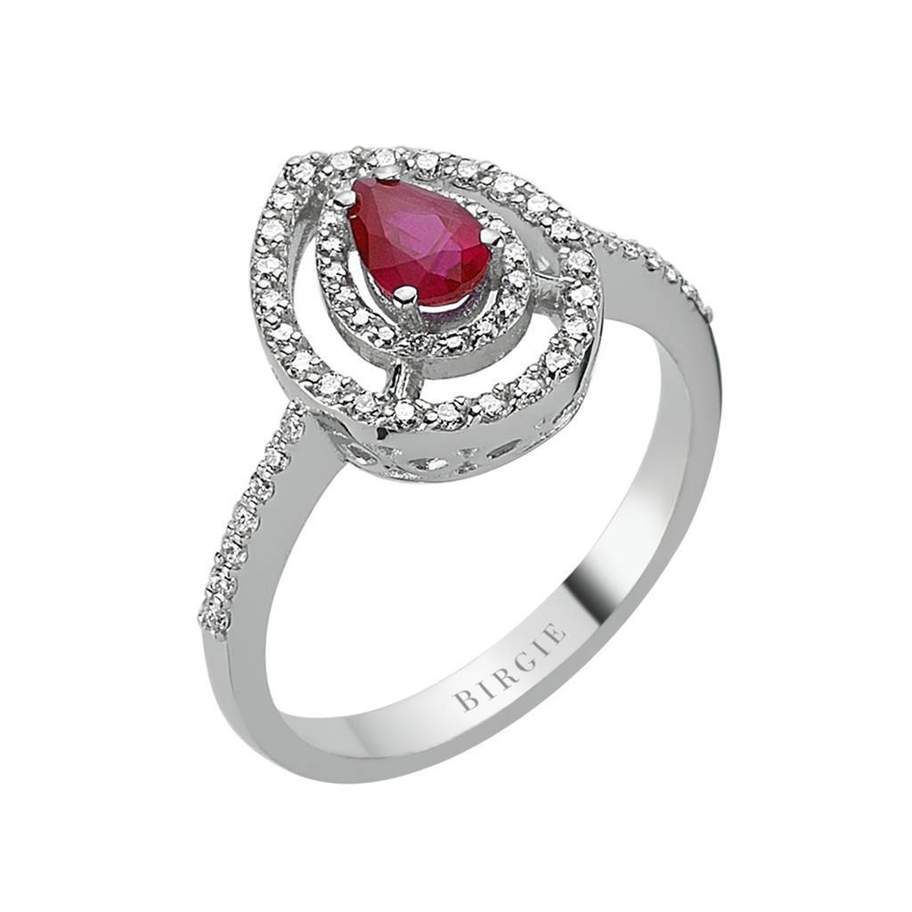 Drop Ruby and Diamond Ring