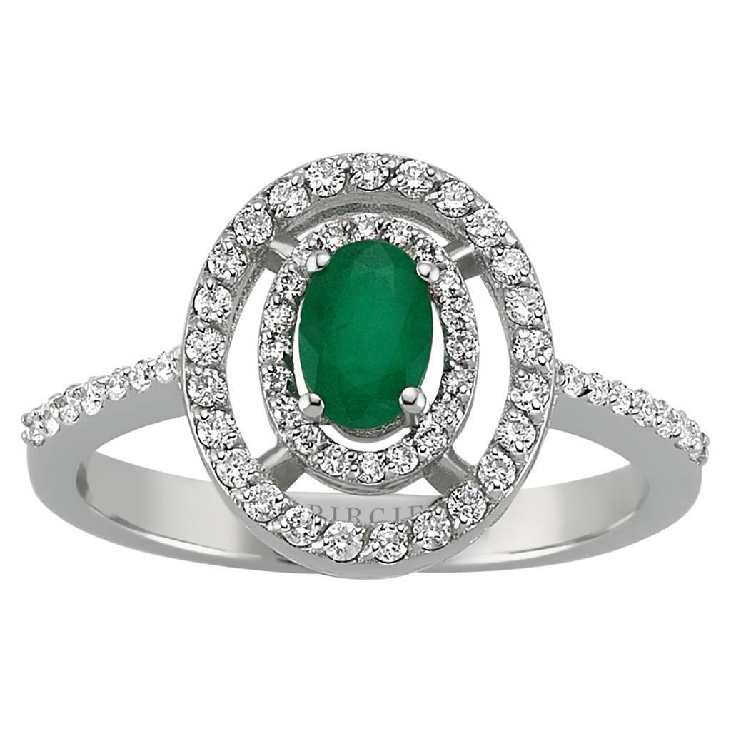 Diamond and Oval Emerald Stone Ring