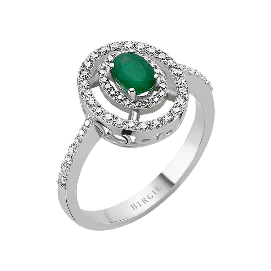 Diamond and Oval Emerald Stone Ring