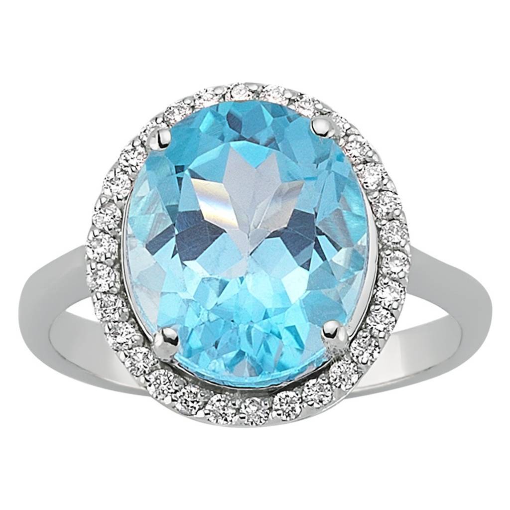 Oval Blue Topaz and Diamond Ring