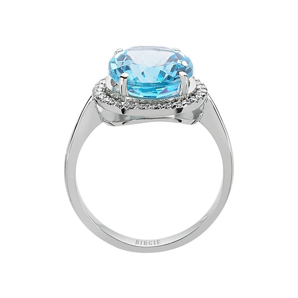 Oval Blue Topaz and Diamond Ring