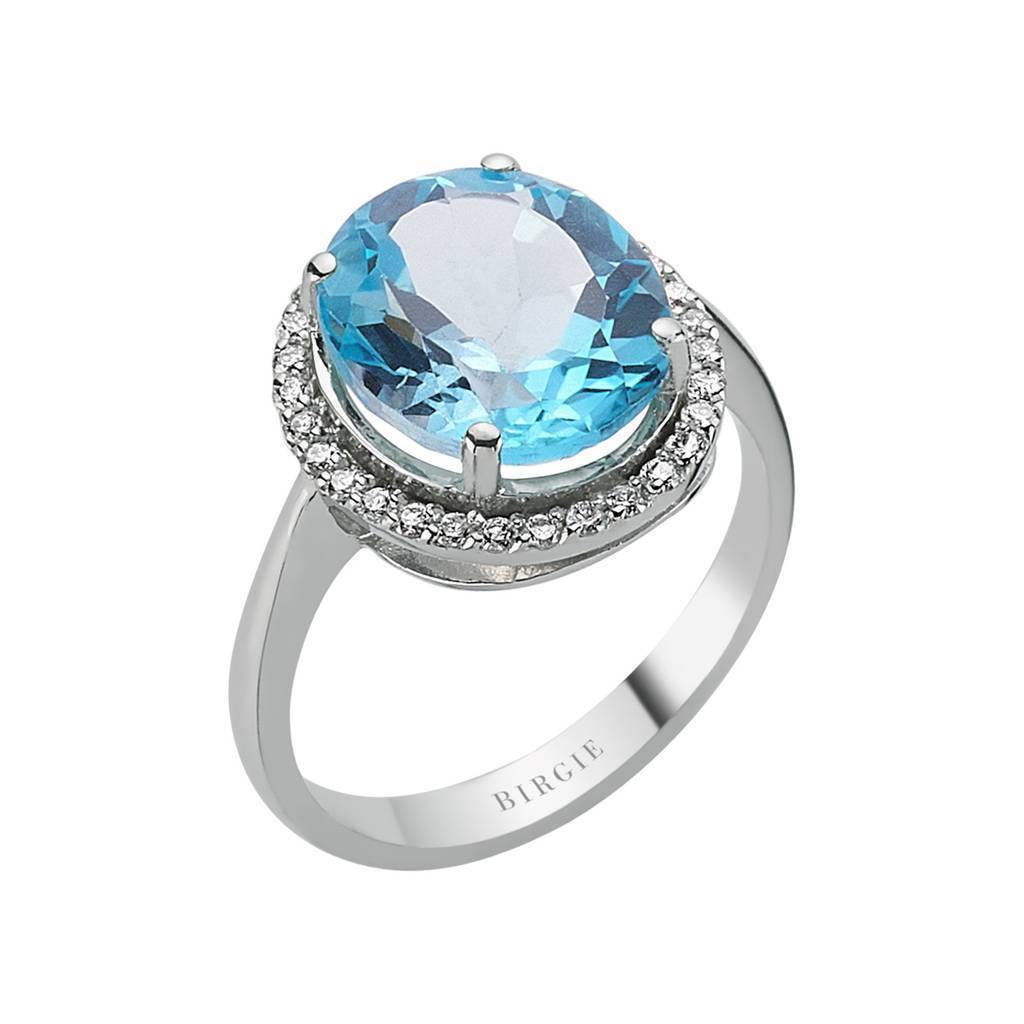 Oval Blue Topaz and Diamond Ring