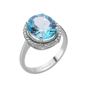 Oval Blue Topaz and Diamond Ring