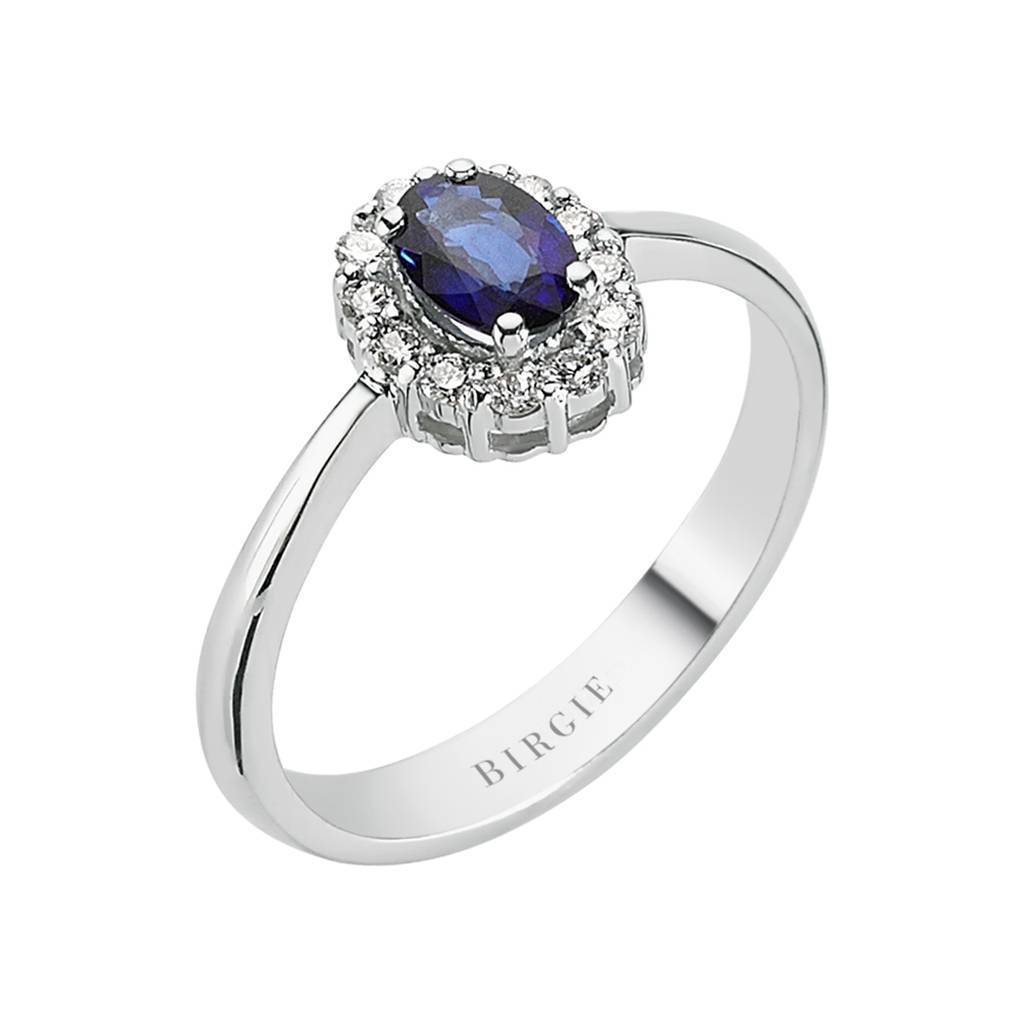 Oval Cut Blue Sapphire and Diamond Entourage Ring