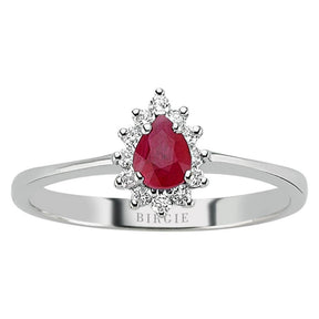 Drop Cut Ruby and Diamond Ring