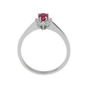 Drop Cut Ruby and Diamond Ring