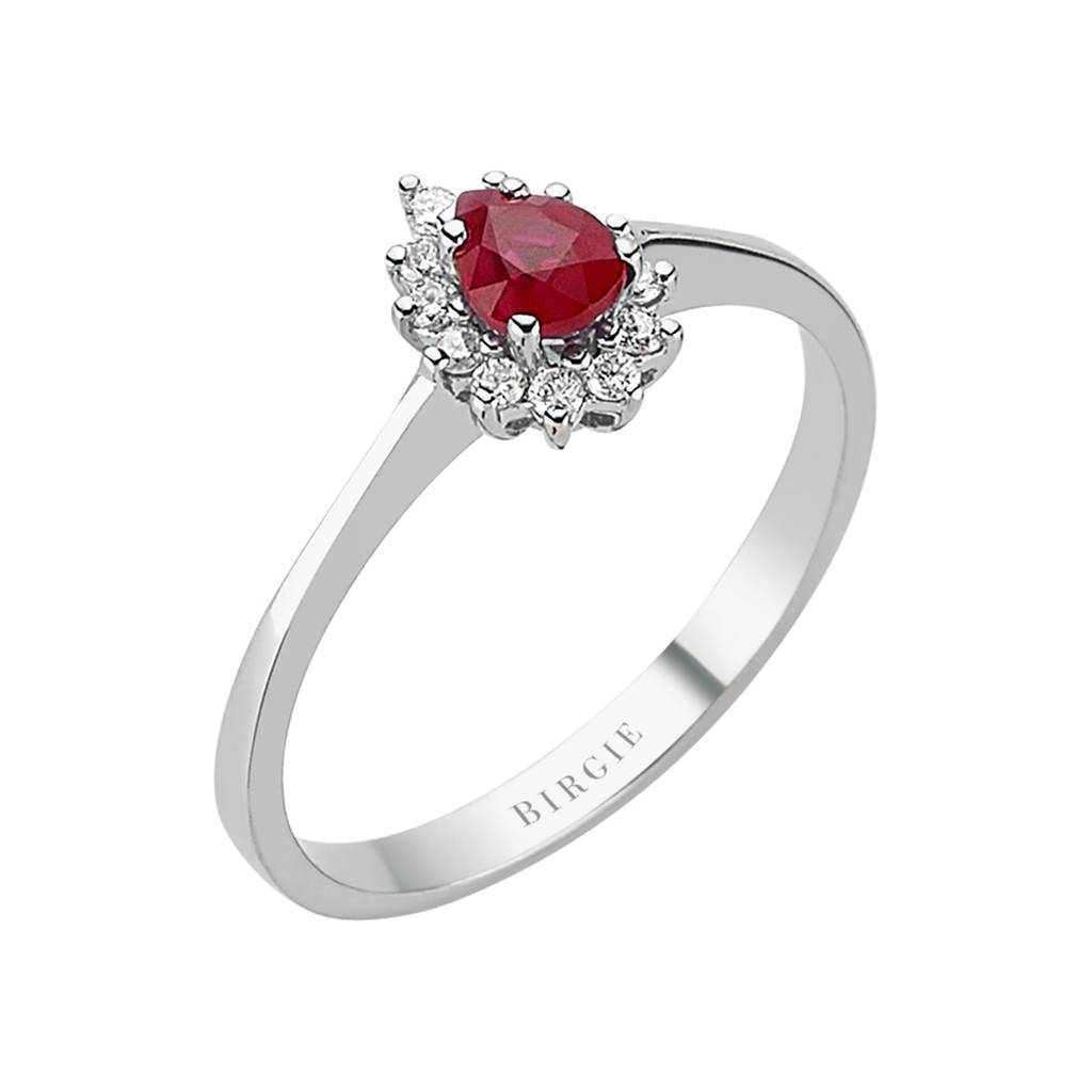 Drop Cut Ruby and Diamond Ring